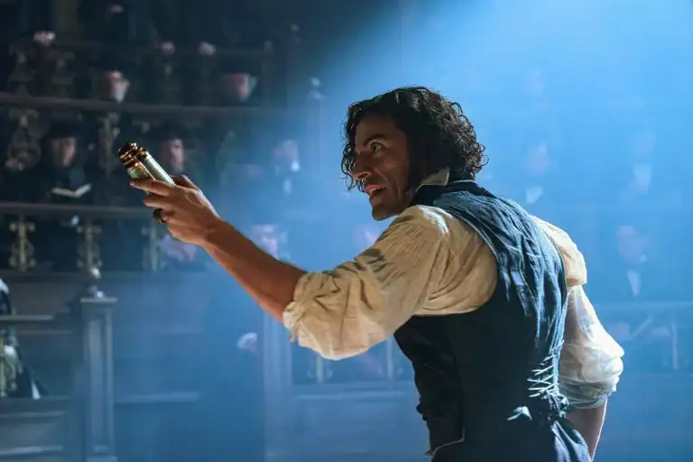 Oscar Isaac as Dr. Frankenstein in Guillermo del Toro’s film, premiering at Venice 2025 and releasing in theaters October 17 before streaming on Netflix November 7.
