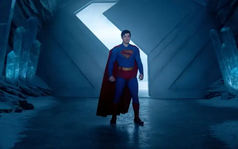 David Corenswet as Superman stands in the Fortress of Solitude in James Gunn’s upcoming film Man of Tomorrow.