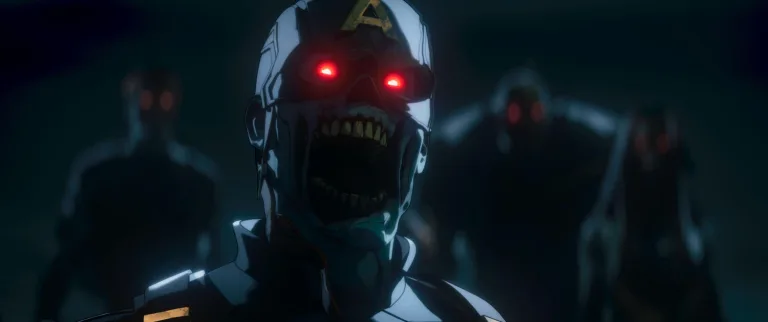 Zombie Captain America with glowing red eyes in Marvel Zombies trailer on Disney+