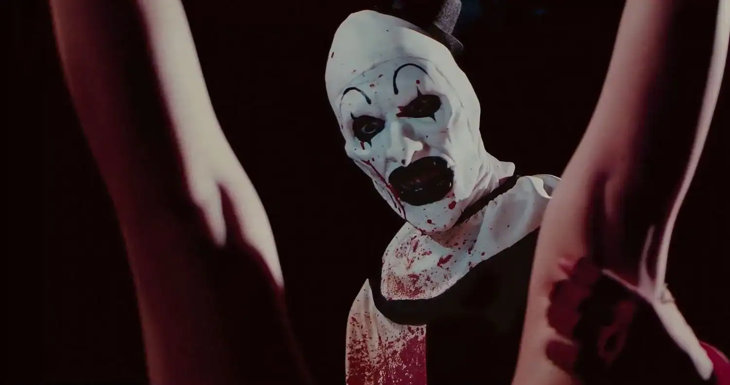 Art the Clown in Terrifier, streaming free on Tubi this Halloween.