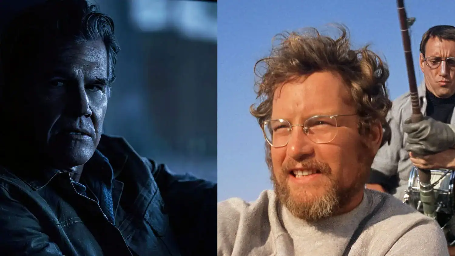 Josh Brolin in Weapons (2025) alongside Richard Dreyfuss and Roy Scheider in Steven Spielberg’s Jaws, both films highlighted in the 2025 Labor Day weekend box office.